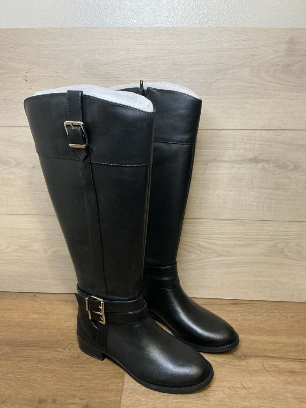 FRANKII Wide Calf High Knee Riding Boots Black 6M